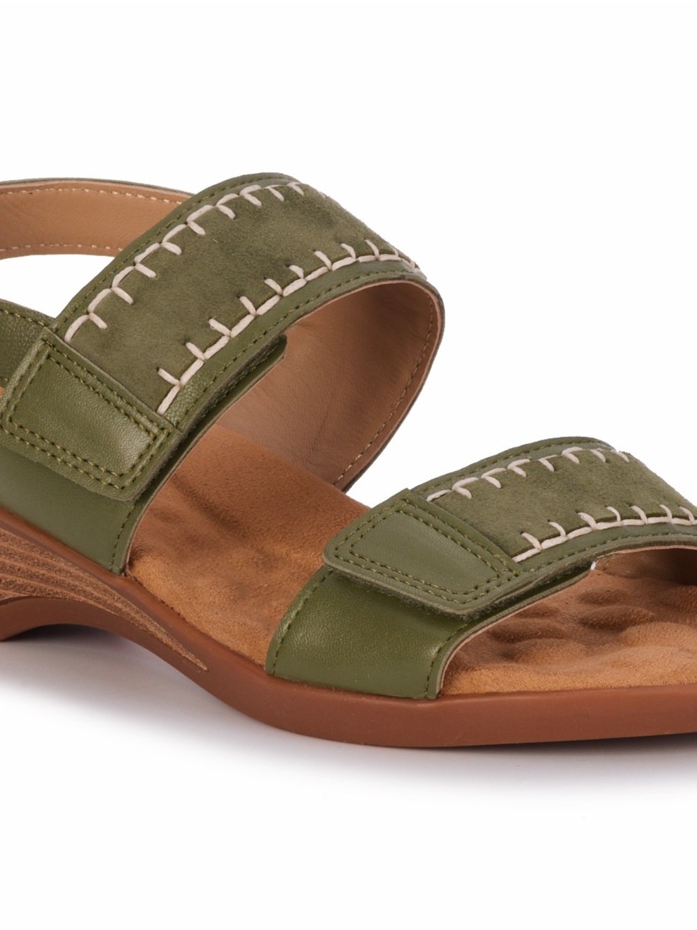 Ros Hommerson Kateri Olive Green Leather Suede Sandals Womens size 10.5W